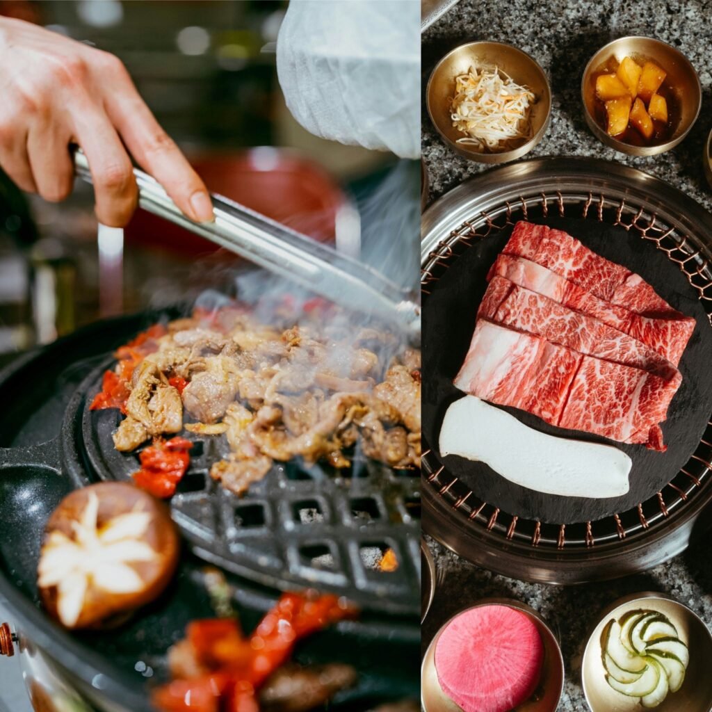 Bulgogi, Meat being grilled over a fire