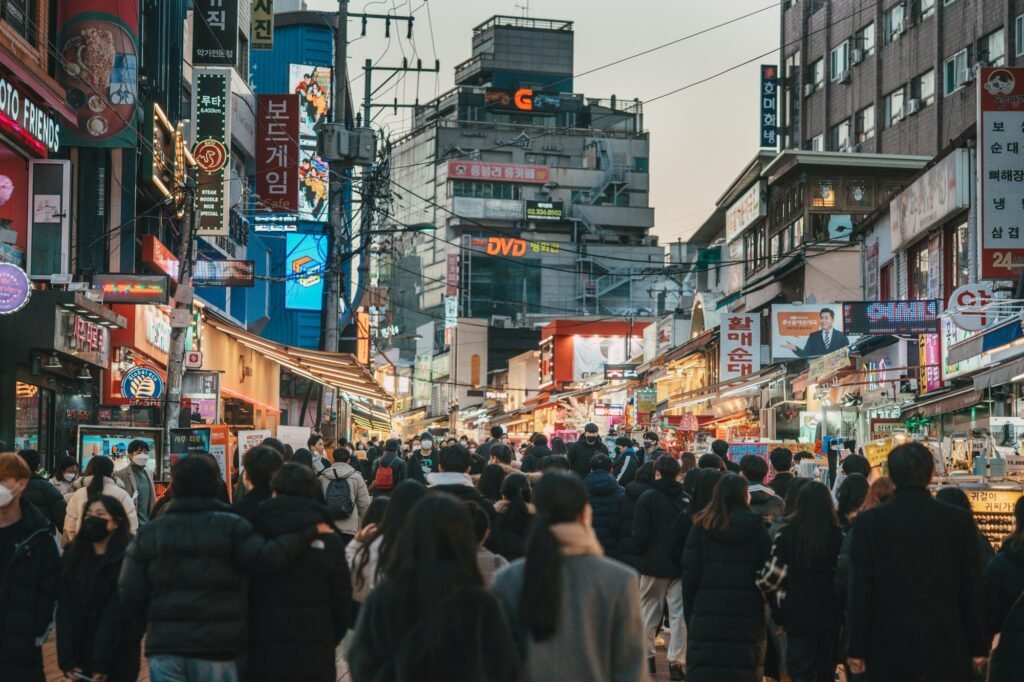 Crowd in Seoul City Street